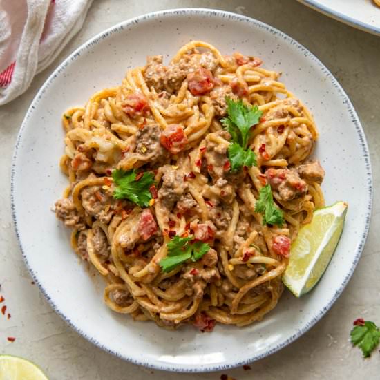 One Pot Taco Spaghetti
