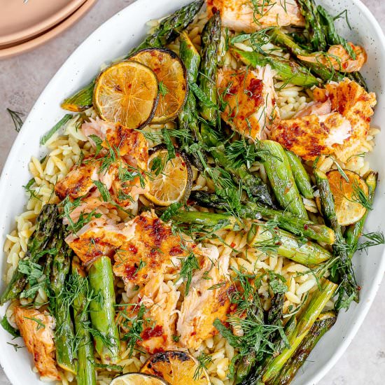 Harissa Salmon and Orzo