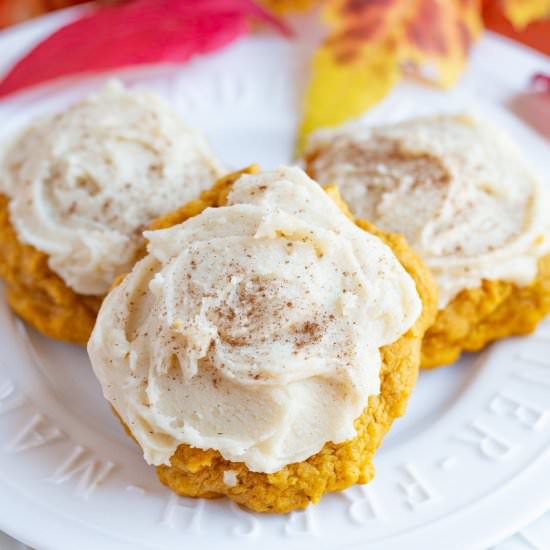 Pumpkin Cookies with Frosting