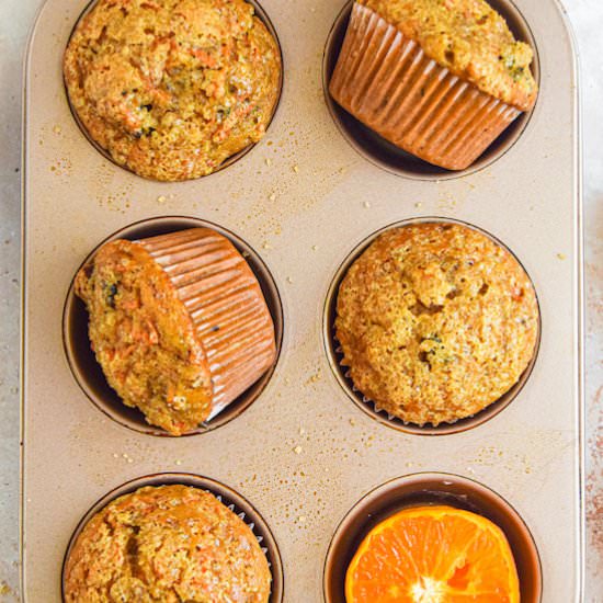Eggless Orange Carrot Muffins