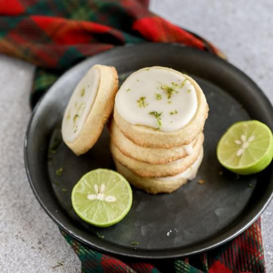 Iced Key Lime Shortbread Cookies
