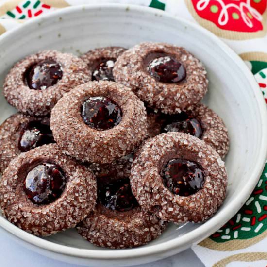 Devil’s Food Thumbprint Cookies