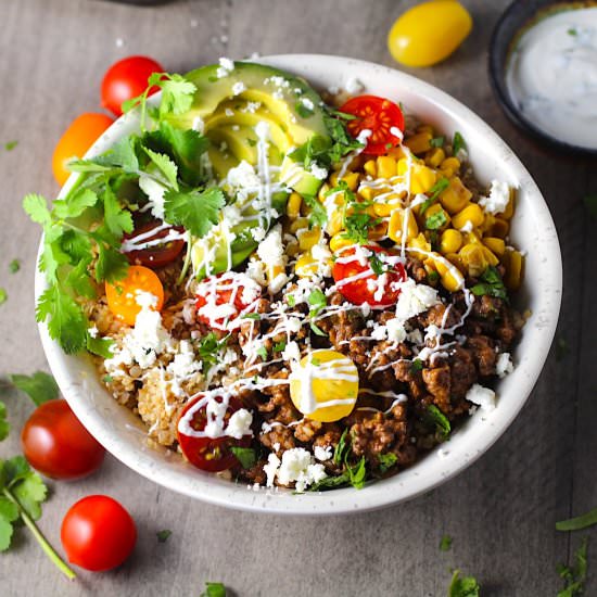 Quinoa and Ground Beef Taco Bowls