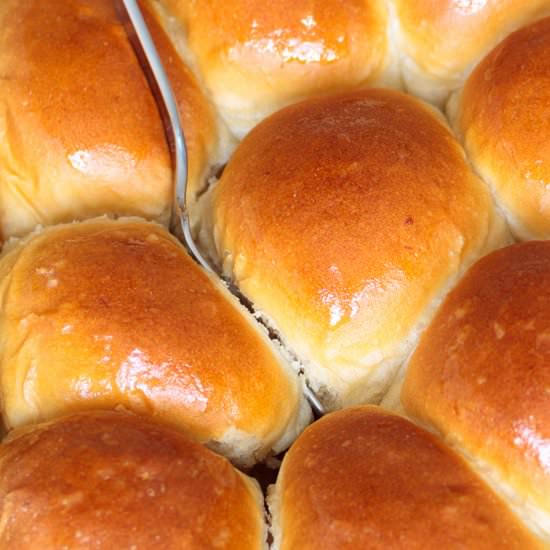 Fluffy Vegan “Honey” Yeast Rolls