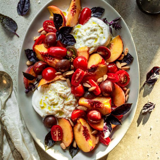 Peach, Tomato & Burrata Salad