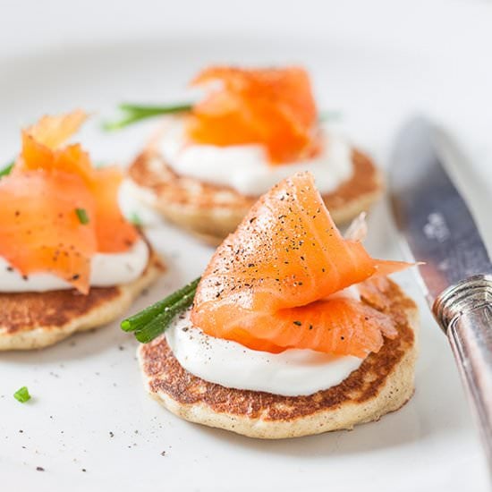 blinis with salmon and sour cream