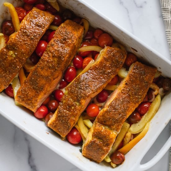Salmon with Teff Polenta