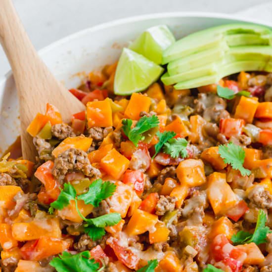 Ground Beef Sweet Potato Skillet