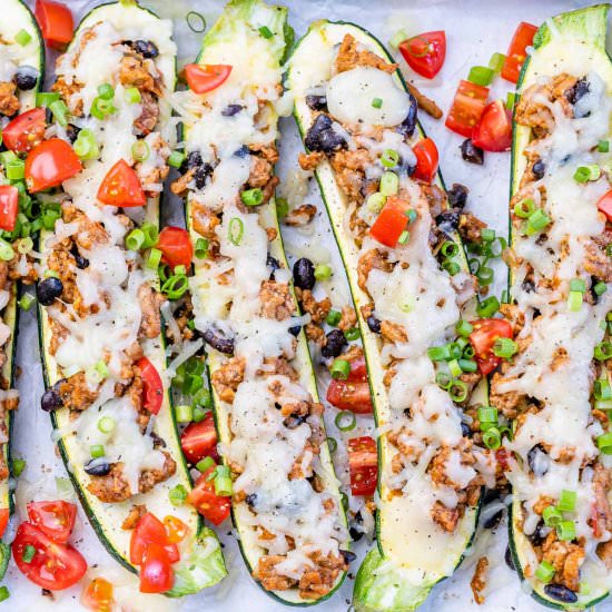 TACO STUFFED ZUCCHINI BOATS