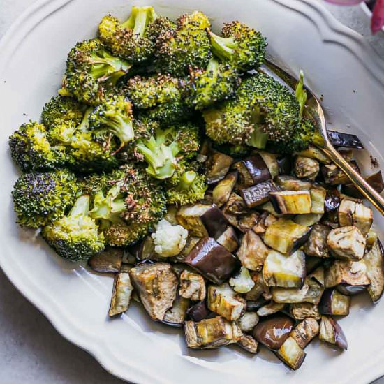 Roasted Broccoli and Eggplant