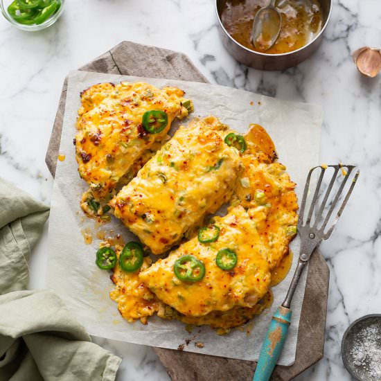 Giant grilled cheese with hot honey