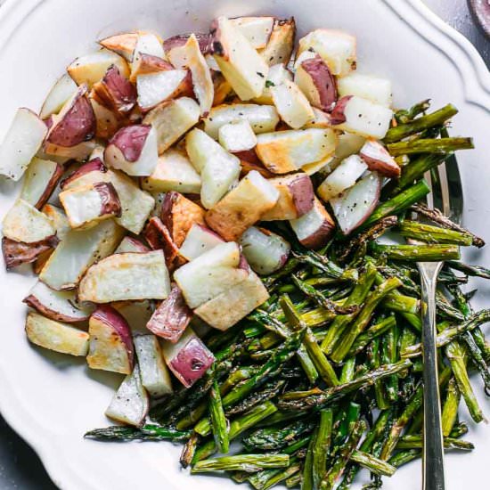 Roasted Potatoes and Asparagus