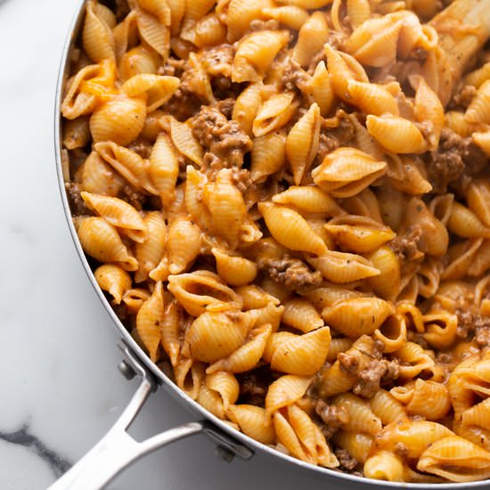 Cheesy Beef and Shells Casserole