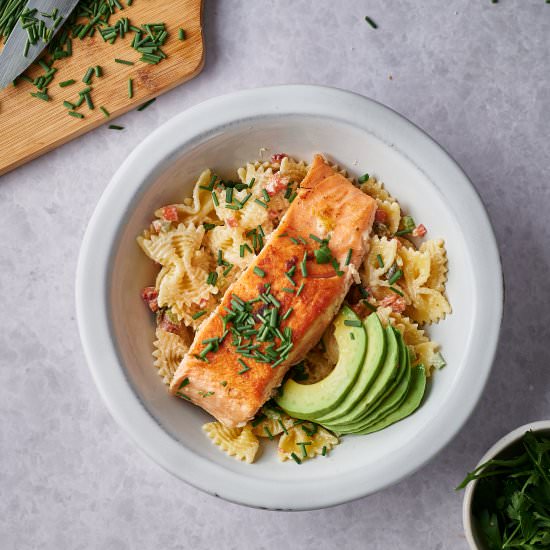 Maple Glazed Salmon With Pasta Sala