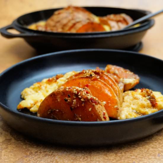 butternut sqiash in cheesy custard