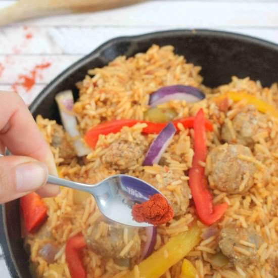 Sausage Peppers And Rice Skillet
