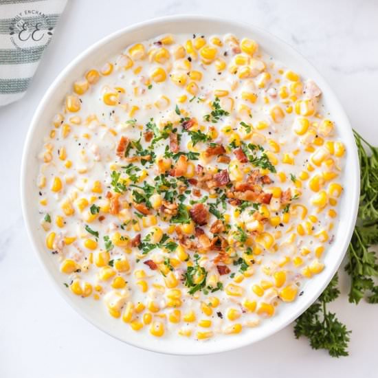 Homemade Creamed Corn with Bacon
