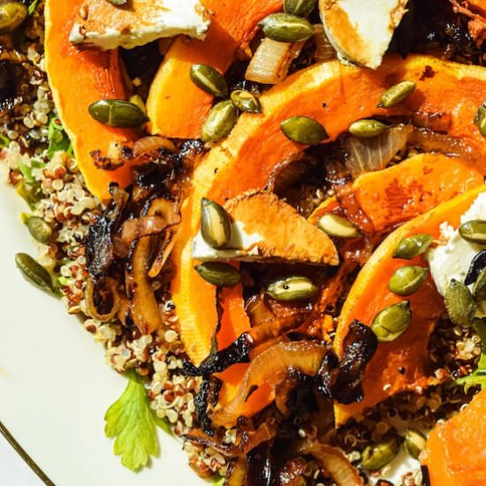 Pumpkin Quinoa Goats Cheese Salad