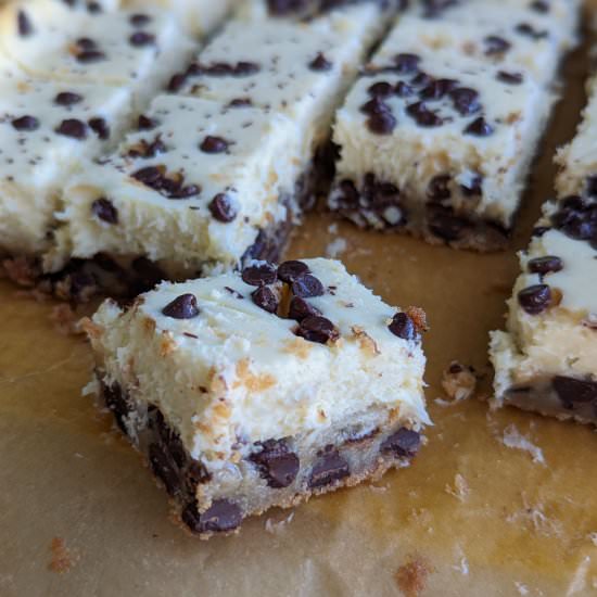 Choco-Chip Cookie Cheesecake Bars