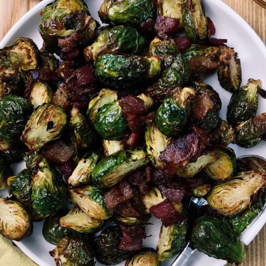 Air Fryer Maple Bacon Brussels