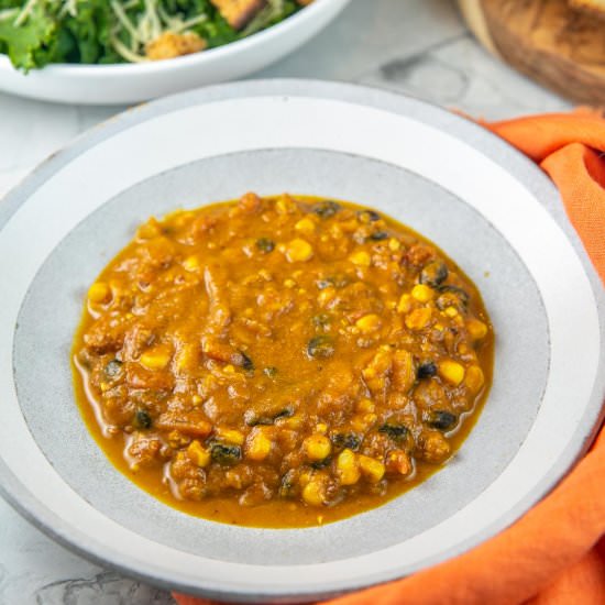 Pumpkin Sausage Black Bean Soup