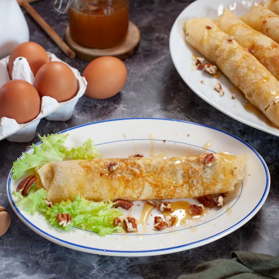 Crêps de queso brie y jamón de pato