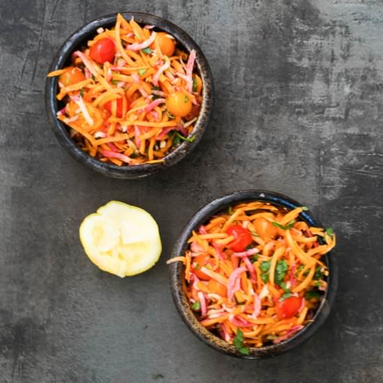 Digestive radish ginger salad