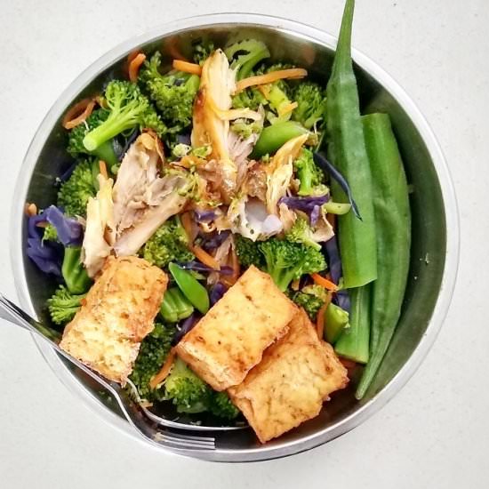 Tofu Broccoli Okra Bowl