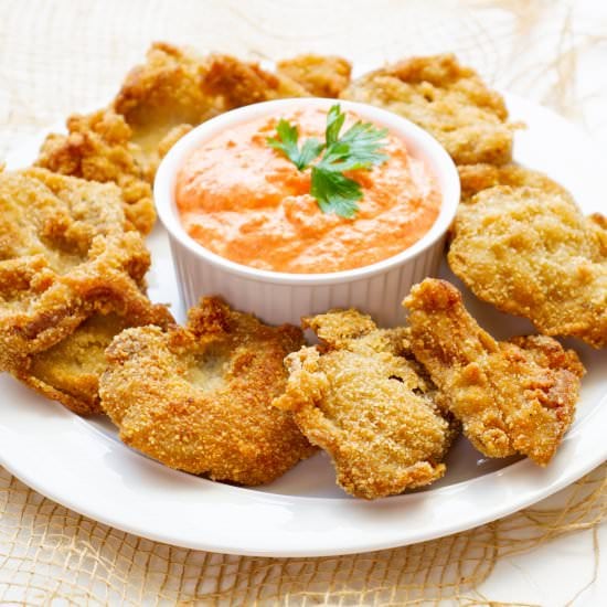 Breaded oyster mushrooms