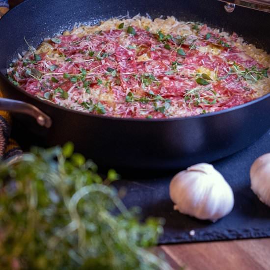 BAKED RISOTTO WITH FENNEL SALAMI