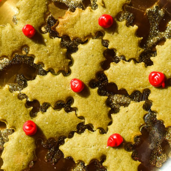 Matcha Holly Cookies