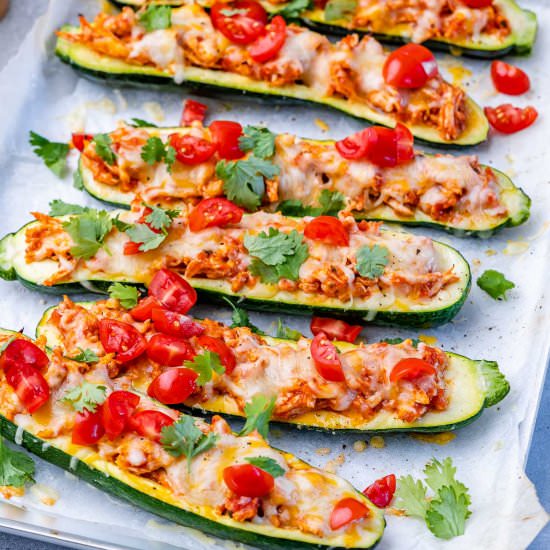 ENCHILADA STUFFED ZUCCHINI BOATS