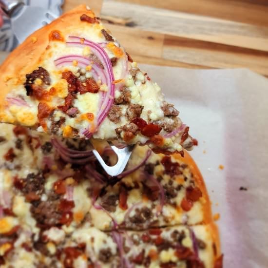 Beef, Bacon & Blue Cheese Pizza