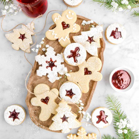 Spiced Mulled Wine Linzer Cookies