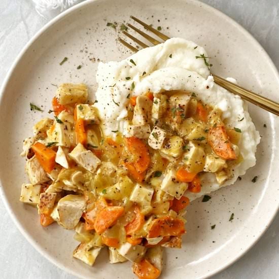 Creamy Chicken over Mashed Potatoes