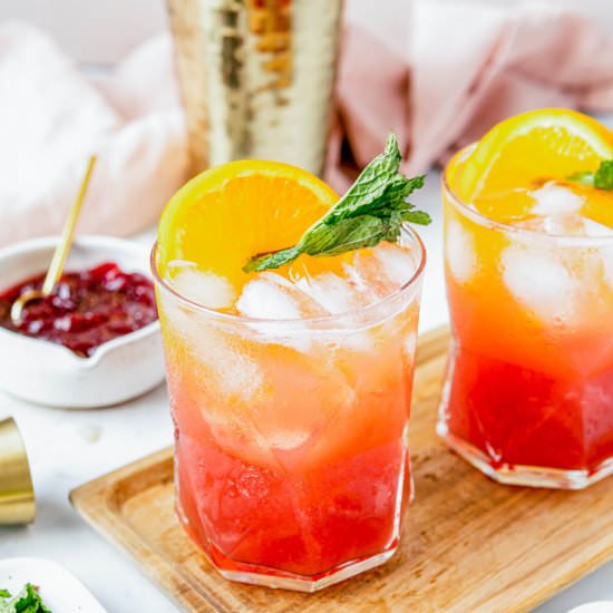 Cranberry Orange Bourbon Smash
