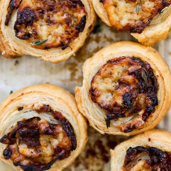 French Onion Puff Pastry Pinwheels