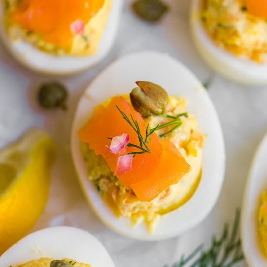 Smoked Salmon Deviled Eggs