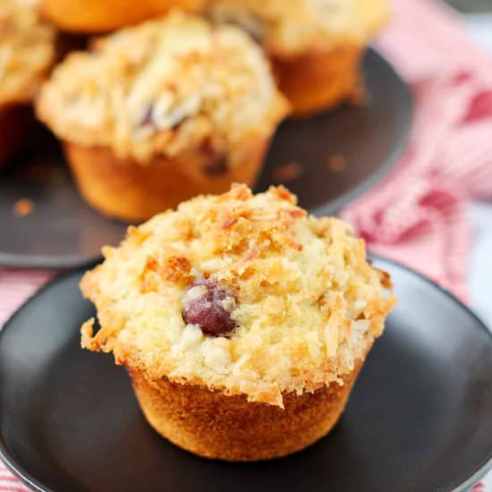Sour Cherry Muffins with Coconut