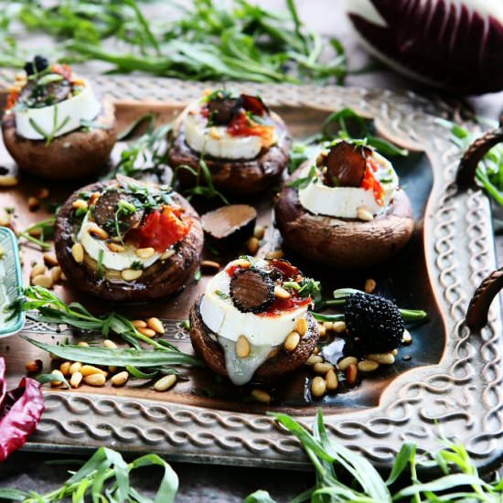Baked Mushrooms with Goat Cheese, J
