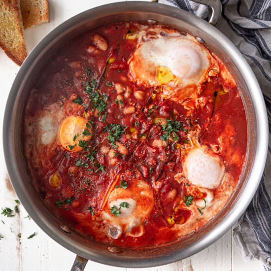 Shakshuka with Feta and White Beans