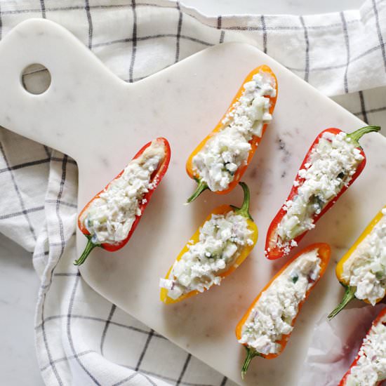greek chicken salad stuffed peppers