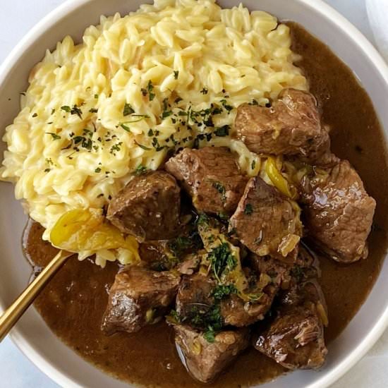Mississippi Beef Stew with Orzo