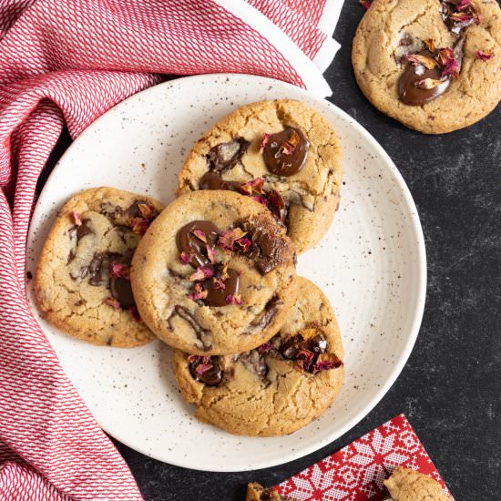 Brown Butter Rose Chocolate Cookies