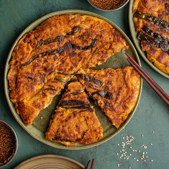 Korean spicy pork pancakes
