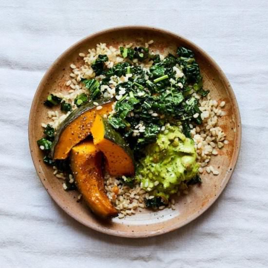 Delica squash, kale & tapenade