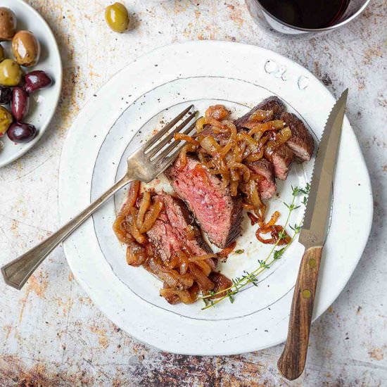 Grilled Steak & Caramelized Onions