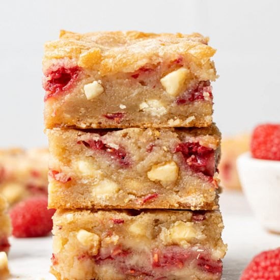 Raspberry White Chocolate Blondies