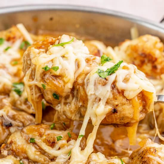 French onion meatballs