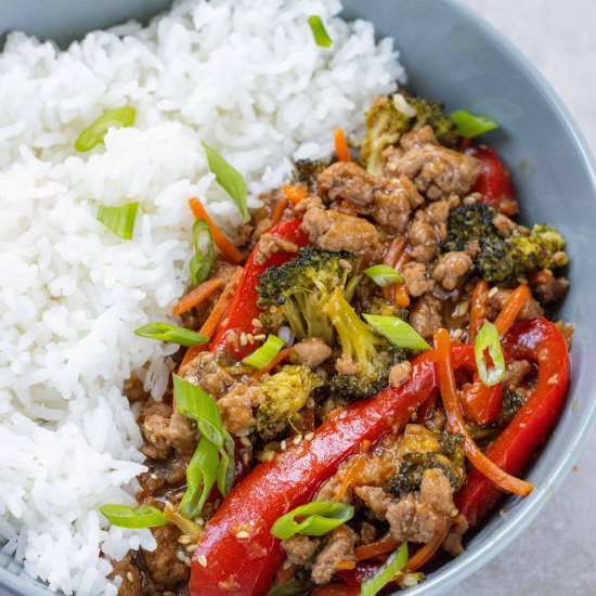 Ground Turkey Teriyaki Rice Bowl